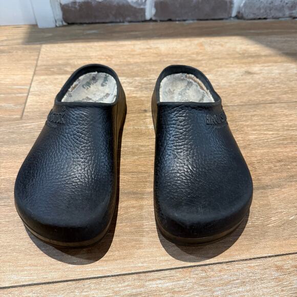 Birkenstock Rubber Clogs Birk Made In Germany Black Slip On Sz 42 Men 9 Women 10 - Picture 1 of 7
